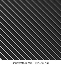 Black background of stripes with shadow, geometric banner, vector
