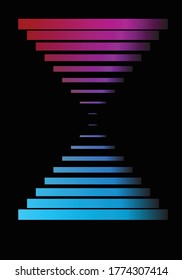 Black background. Stripes with a transition of color from blue to purple.