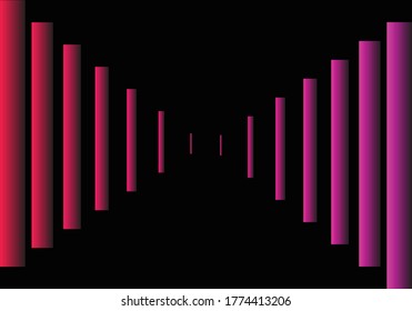 Black background . Stripes with the transition of violet to pink.