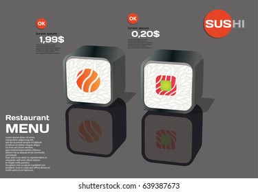 Black background with sushi set