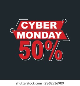 Black background with text for cyber Monday. Vector illustrations. Cyber Monday banner design