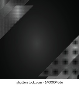 Black background textured in modern geometry. Metal texture.