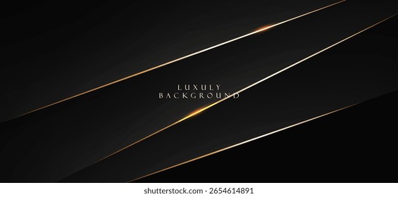 The black background with thin horizontal curved lines, gold and white diagonally drawn, gives a luxurious and modern feel. Each line has a slight sparkle, giving the image depth and movement.