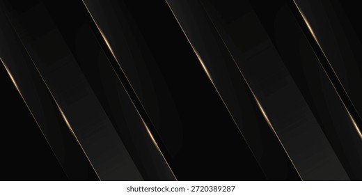 Un fondo negro con líneas delgadas que se curvan diagonalmente a la derecha y a la izquierda. Estas líneas son doradas y blancas, con brillo brillante y Gradientes, creando una sensación de lujo.