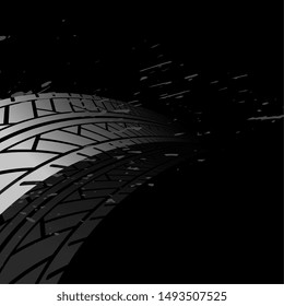 black background with tire track print marks