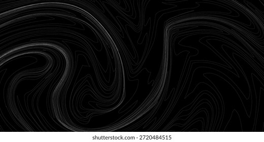Mapa de contorno de topografia de fundo preto com linhas de curva pretas. padrão ondulado topográfico de luxo e padrões de mapa de grade geográfica, mapa de linha de topografia. Estilo exterior vintage.