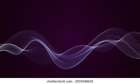 Black background with transparent wave of smoke.Abstract background