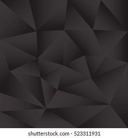 Black Background with Triangle Pattern. Polygonal background in black. Stock vector. Flat design.