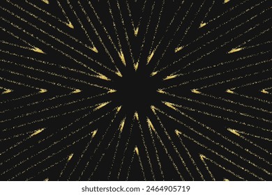 Black background, tribal cover design, boho style. Geometric gold 3D pattern, gold shiny texture. Exotic ethnic group of the East, Asia, India, Mexico, Aztec, Peru. 