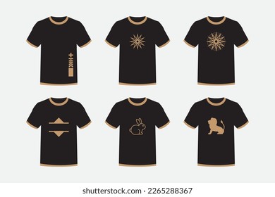 Camiseta de fondo negro y adorno marrón. Excelente para la moda, hombres, novio, deportes, etc