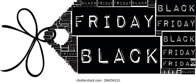 black background with type font together Black Friday writing letter for sale tag and label illustration. for christmas celebration sales, shopping, marketing, thanksgiving, black friday sale vector.