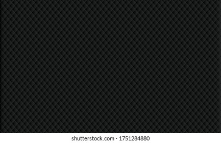 Black background. Black upholstery. Geometric pattern rhombus . Stylish texture. Eps 10 vector