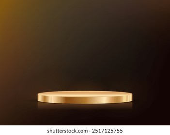 Black background vector 3d with gold podium. Space for selling products on the website. Product display background. Vector illustration.