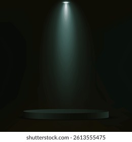 Black background vector 3d with podium space for selling products on the website. Empty room with light effect. Product display background. Vector illustration.