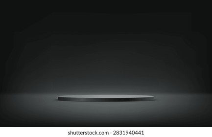 Black background vector 3d with black podium Space for selling products on the website. Abstract wallpaper design with copy space to display your products. Vector illustration.