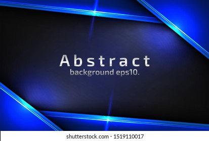 Black background vector image Abstract overlapping gray and white alternating with blue Modern geometric line design ideas