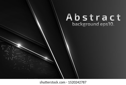 Black background vector image Abstract overlapping on gray and white Modern geometric line design ideas