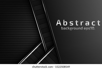 Black background vector image Abstract overlapping on gray and white Modern geometric line design ideas