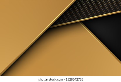 Black background vector image Abstract overlapping on modern golden geometric line design ideas