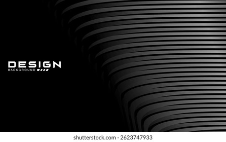 Tarjeta de invitación de lujo de Vector de fondo negro. Elegante patrón de líneas onduladas sobre fondo negro. Ilustración de diseño de Premium para boda, Plantilla de portada VIP, gran apertura, volante, etc.