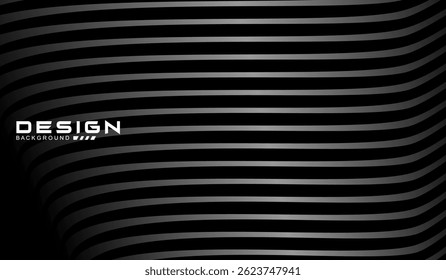Black background vector luxury invitation card. Elegant wavy lines pattern on black background. Premium design illustration for wedding, vip cover template, grand opening, flyer, etc.