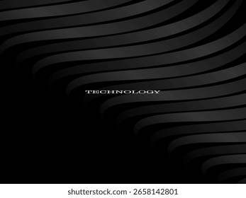 Black background vector luxury invitation card. Elegant wavy lines pattern on black background. Premium design illustration for wedding, vip cover template, grand opening, flyer, etc.