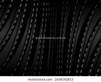 Tarjeta de invitación de lujo de Vector de fondo negro. Elegante patrón de líneas onduladas sobre fondo negro. Ilustración de diseño de Premium para boda, Plantilla de portada VIP, gran apertura, volante, etc.