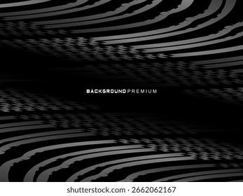 Tarjeta de invitación de lujo de Vector de fondo negro. Elegante patrón de líneas onduladas sobre fondo negro. Ilustración de diseño de Premium para boda, Plantilla de portada VIP, gran apertura, volante, etc.	
