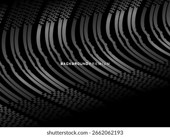 Tarjeta de invitación de lujo de Vector de fondo negro. Elegante patrón de líneas onduladas sobre fondo negro. Ilustración de diseño de Premium para boda, Plantilla de portada VIP, gran apertura, volante, etc.	
