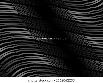 Tarjeta de invitación de lujo de Vector de fondo negro. Elegante patrón de líneas onduladas sobre fondo negro. Ilustración de diseño de Premium para boda, Plantilla de portada VIP, gran apertura, volante, etc.	

