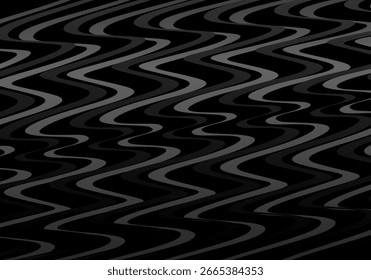 Tarjeta de invitación de lujo de Vector de fondo negro. Elegante patrón de líneas onduladas sobre fondo negro. Ilustración de diseño de Premium para boda, Plantilla de portada VIP, gran apertura, volante, etc.	
