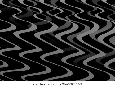 Tarjeta de invitación de lujo de Vector de fondo negro. Elegante patrón de líneas onduladas sobre fondo negro. Ilustración de diseño de Premium para boda, Plantilla de portada VIP, gran apertura, volante, etc.	
