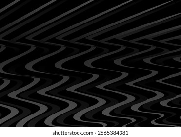 Tarjeta de invitación de lujo de Vector de fondo negro. Elegante patrón de líneas onduladas sobre fondo negro. Ilustración de diseño de Premium para boda, Plantilla de portada VIP, gran apertura, volante, etc.	
