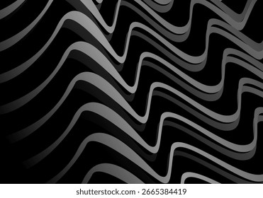 Tarjeta de invitación de lujo de Vector de fondo negro. Elegante patrón de líneas onduladas sobre fondo negro. Ilustración de diseño de Premium para boda, Plantilla de portada VIP, gran apertura, volante, etc.	
