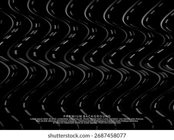 Schwarzer Hintergrund, Vektor, Luxus-Einladungskarte. Elegante wellenförmige Linien Muster auf schwarzem Hintergrund. Premium-Design-Illustration für Hochzeit, Vip-Cover-Vorlage, große Öffnung, Flyer, etc.	