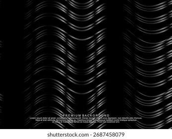 Tarjeta de invitación de lujo de Vector de fondo negro. Elegante patrón de líneas onduladas sobre fondo negro. Ilustración de diseño de Premium para boda, Plantilla de portada VIP, gran apertura, volante, etc.	