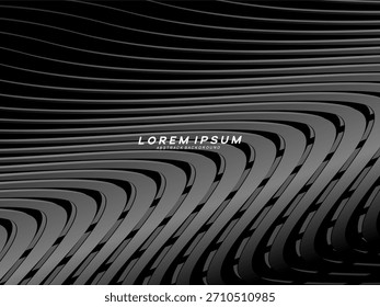 Black background vector luxury invitation card. Elegant wavy lines pattern on black background. Premium design illustration for wedding, vip cover template, grand opening, flyer, etc.	