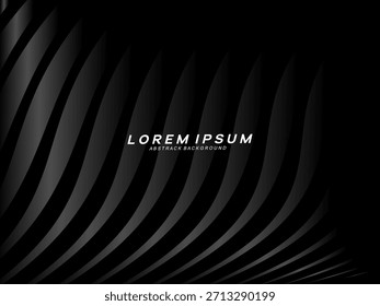 Tarjeta de invitación de lujo de Vector de fondo negro. Elegante patrón de líneas onduladas sobre fondo negro. Ilustración de diseño de Premium para boda, Plantilla de portada VIP, gran apertura, volante, etc.	