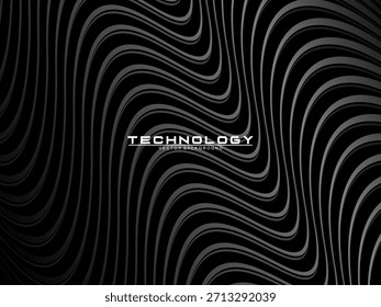 Black background vector luxury invitation card. Elegant wavy lines pattern on black background. Premium design illustration for wedding, vip cover template, grand opening, flyer, etc.