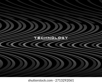 Tarjeta de invitación de lujo de Vector de fondo negro. Elegante patrón de líneas onduladas sobre fondo negro. Ilustración de diseño de Premium para boda, Plantilla de portada VIP, gran apertura, volante, etc.