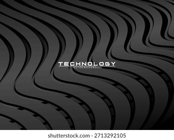 Tarjeta de invitación de lujo de Vector de fondo negro. Elegante patrón de líneas onduladas sobre fondo negro. Ilustración de diseño de Premium para boda, Plantilla de portada VIP, gran apertura, volante, etc.