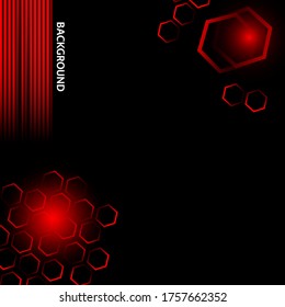 Vector de fondo negro con textura hexagonal roja