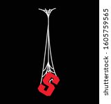black background vector spider web and red s letter