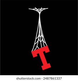 black background vector spider web and red letter alphabet