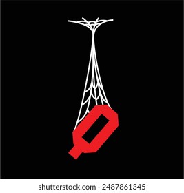 black background vector spider web and red letter alphabet