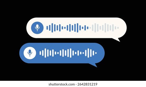 Black background Voice message audio chat interface and record Vector
