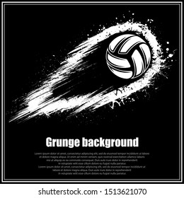 Black background with volleyball symbol and sample text