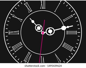 Black background with wall clock.