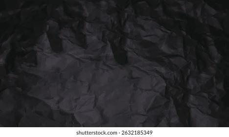 Black background and wallpaper by crumpled paper texture, open space and the texture of crumbled paper