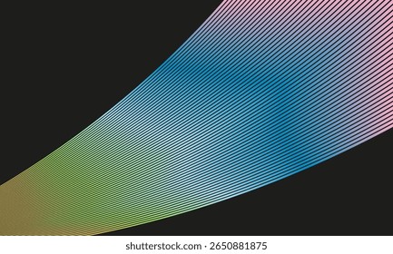 A black background with a wave of multicolored light. Pride of Africa. Copy space, free space for text